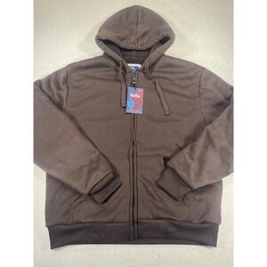 Hanton Hoodie Mens Large Brown Sherpa Lined Cotton Full Zip Workwear‎ Outdoor